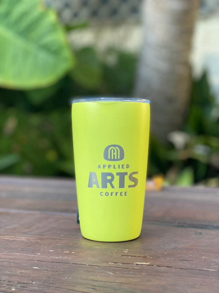 Miir 12oz VI Tumbler in Spark Yellow with Laser-Etched Applied Arts Coffee Logo